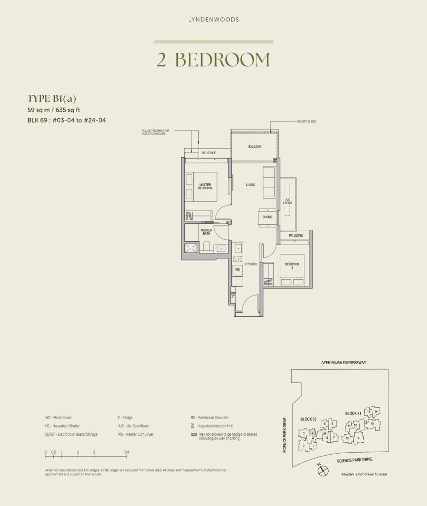 2-Bedroom — Type B1(a) | 59 sq m / 635 sq ft
