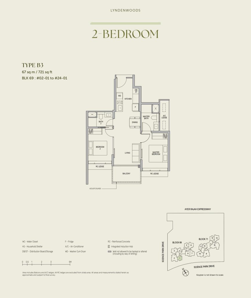 2-Bedroom — Type B3 | 67 sq m / 721 sq ft
