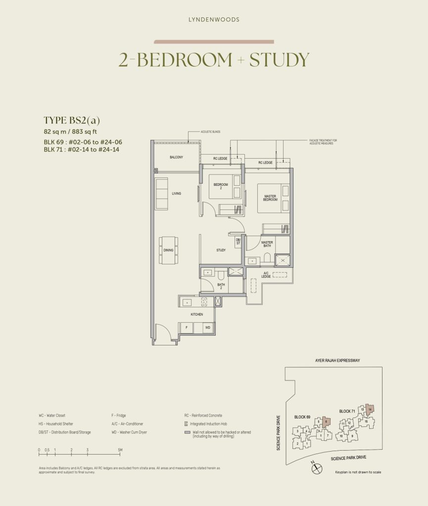 2-Bedroom with Study — Type BS2(a) | 82 sq m / 883 sq ft