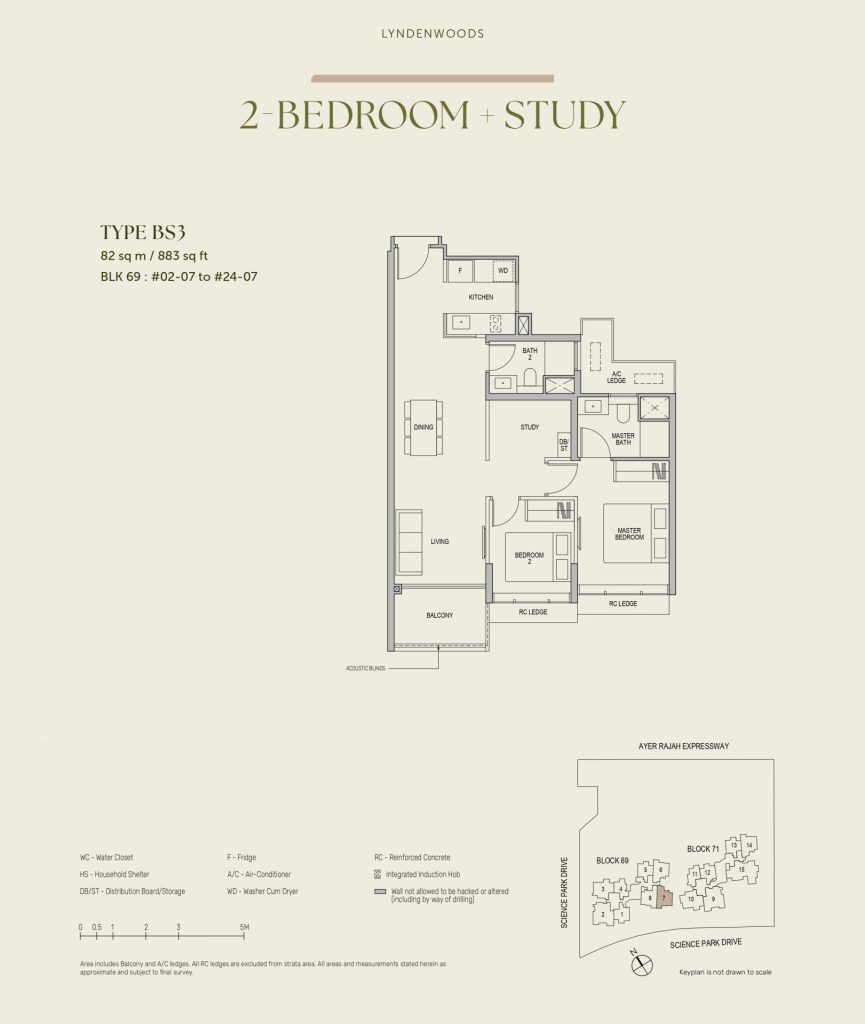 2-Bedroom with Study — Type BS3 | 82 sq m / 883 sq ft