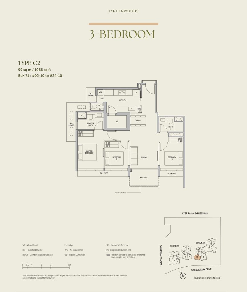 3-Bedroom — Type C2 | 99 sq m / 1066 sq ft