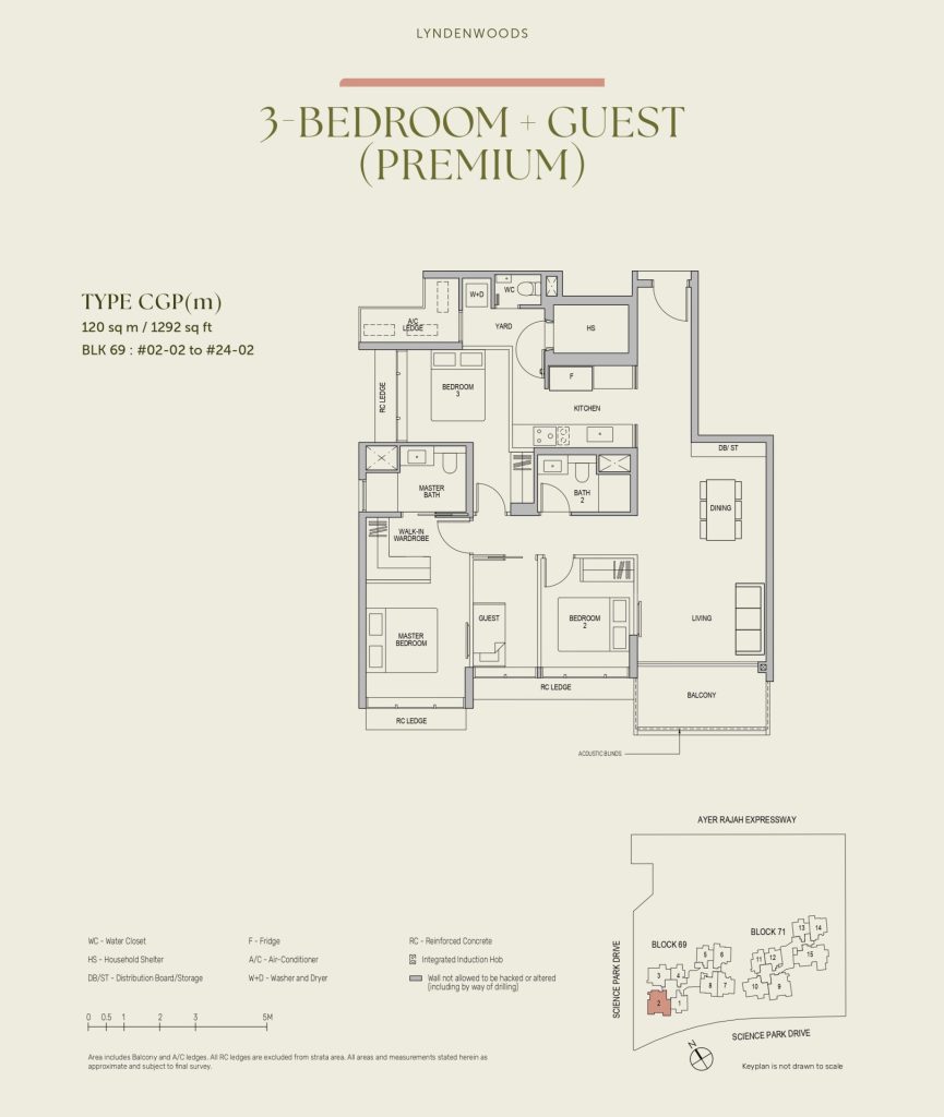 3-Bedroom with Guest (Premium) — Type CGP(m) | 120 sq m / 1292 sq ft